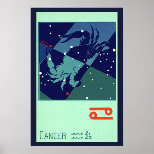 Póster Cáncer Constelación Cangrejo Astrología Zodiaco Vi