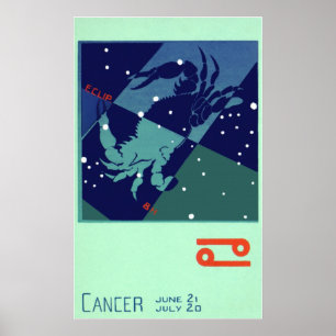 Póster Cáncer Constelación Cangrejo Astrología Zodiaco Vi