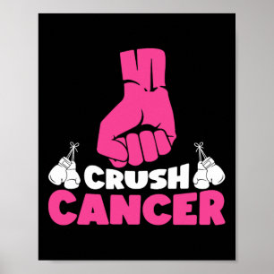 Póster Cáncer de aplastante Boxeo Cinta rosa Cáncer de Ma