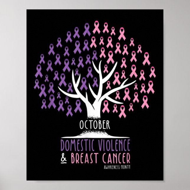 Póster Cáncer De Árbol De Cinta Y Violencia Doméstica (Frente)