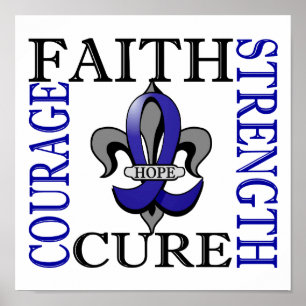 Póster Cáncer de colon Fleur De Lis 3