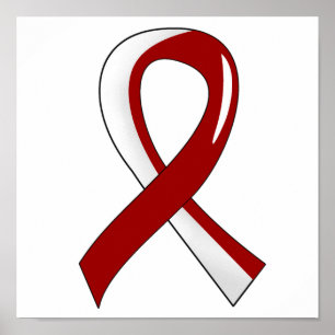Póster Cáncer de cuello de cabeza Cinta blanca borgoña 3