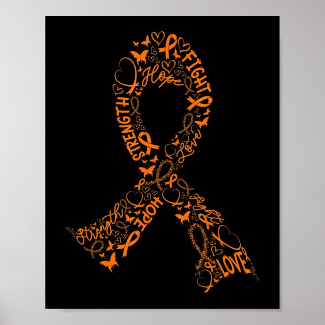 Póster Cáncer de leucemia contra guerrero Naranja Ribbon  (Frente)