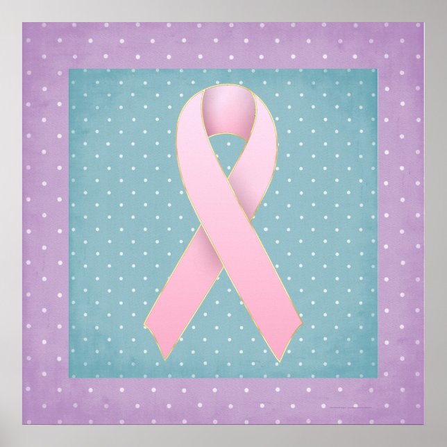 Póster Cáncer de mama Cinta rosa Púrpura/Poster Verde azu (Frente)