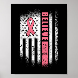 Póster Cáncer de Mama cree que la cinta rosa de la bander