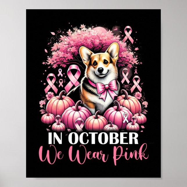 Póster Cáncer De Mama En Octubre Usamos Calabaza Rosa (Frente)