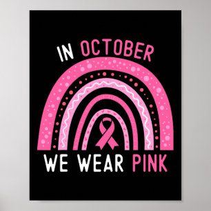 Póster Cáncer De Mama En Octubre Usamos Cinta Arcoiris Ro
