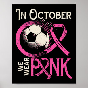 Póster Cáncer de Mama Fútbol Octubre Usa Rosa Concienciac
