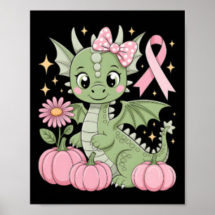 Póster Cáncer de mama Girly Dragon Calabaza Halloween Tee