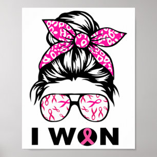 Póster Cáncer de Mama Lejano Leopardo Retro Gané Mujeres