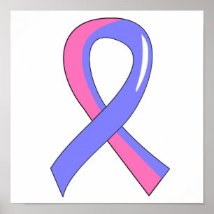 Póster Cáncer de Mama Masculino Cinta Azul Rosa 3