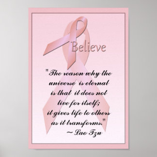 Póster Cáncer de mama rosa cree Poster Lao Tzu