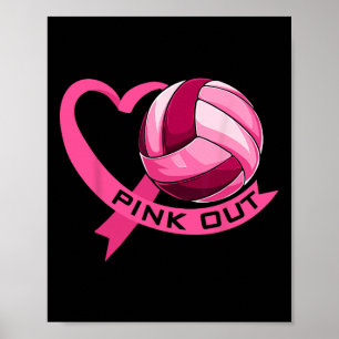 Póster Cáncer De Mama Rosado Corazón De Cinta Rosa Y Voll