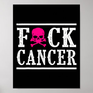 Póster Cáncer De Mama Skeleton Y Crossbone