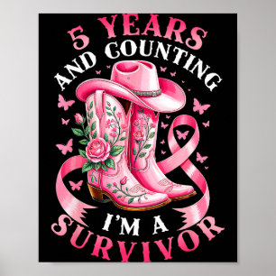 Póster Cáncer de Mama Superviviente 5 Años Nk Cinta Vaque
