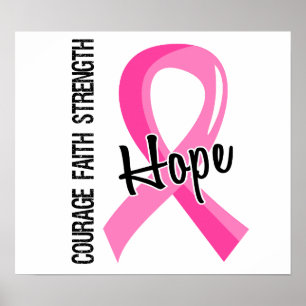 Póster Cáncer de pecho de la esperanza 5 de la fe del