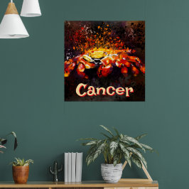Póster Cáncer de playa costera cangrejo náutico personali