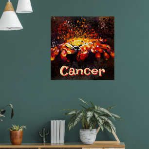 Póster Cáncer de playa costera cangrejo náutico personali
