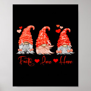 Póster Cáncer de Sangre Fe Esperanza Amor Gnomos Rojos Co