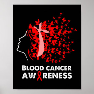 Póster Cáncer de Sangre Mariposa Mujeres Niña Cáncer de S