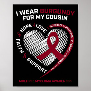 Póster Cáncer de Sangre Usa Burgundy Primo Mieloma Múltip