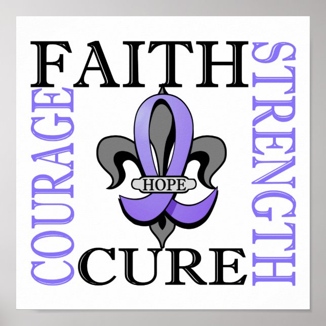 Póster Cáncer esofágico Fleur De Lis 3 (Frente)