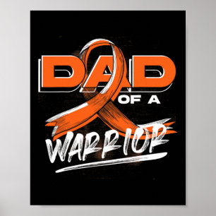 Póster Cáncer Guerrero Naranja Ribbon Dad Leukemia Awaren