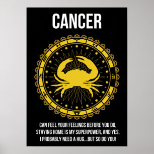 Póster Cáncer - Horóscopo, humor gracioso de Rótulo Zodia