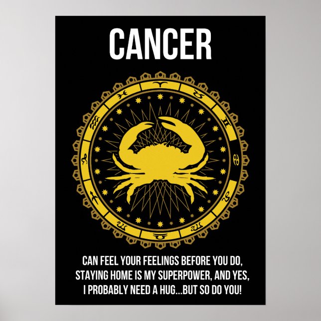 Póster Cáncer - Horóscopo, humor gracioso de Rótulo Zodia (Frente)