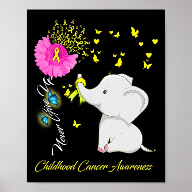 Póster Cáncer infantil elefante - Cinta de cáncer infanti (Frente)