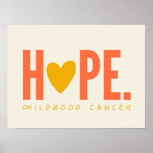 Póster cáncer infantil HOPE Poster de corazón de oro Rótu