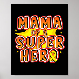 Póster Cáncer Infantil Mamá De Una Cinta Familiar Superhé