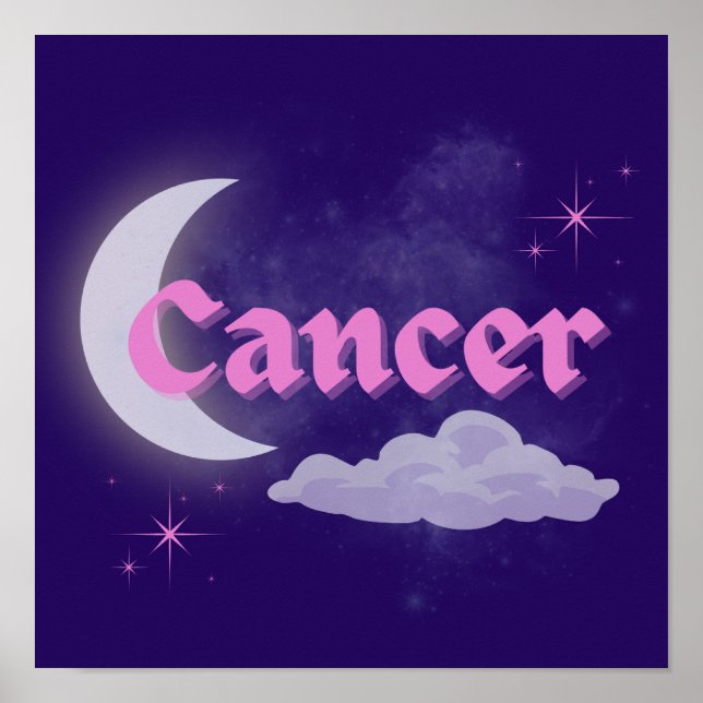 Póster Cáncer Nube Celestial de la Luna Estrellas Astrolo (Frente)