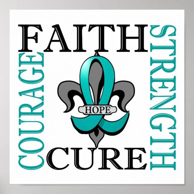 Póster Cáncer ovárico Fleur De Lis 3 (Frente)