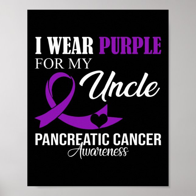 Póster Cáncer Pancreático Que Uso Púrpura Para Mi Familia (Frente)