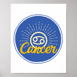 Póster Cáncer retro Poster de la placa de Rótulo zodiaco