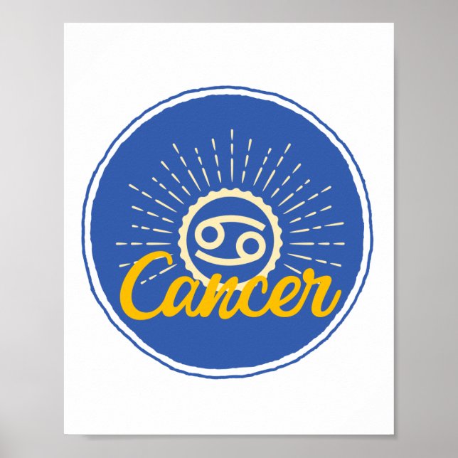 Póster Cáncer retro Poster de la placa de Rótulo zodiaco (Frente)