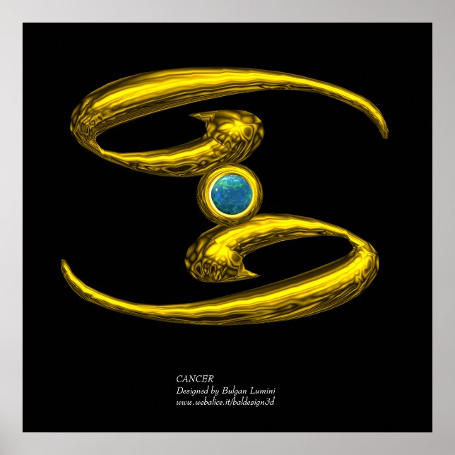 PÓSTER CÁNCER/ RÓTULO DE CUMPLEAÑOS DE ZODIO ORO (Frente)