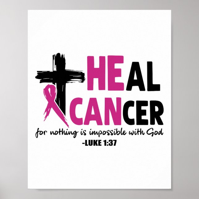 Póster Cáncer Sanador Para Nada Es Imposible Con Dios Luk (Frente)