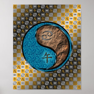 Póster Cáncer y caballo de la Tierra