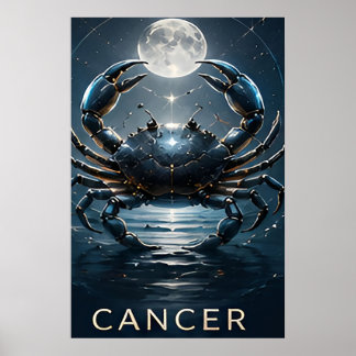 Póster Cáncer Zodiaco Cangrejo Símbolo Celeste Astrología