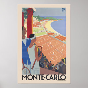 Póster Cancha de Tenis de Montecarlo de los años 20 - Clá