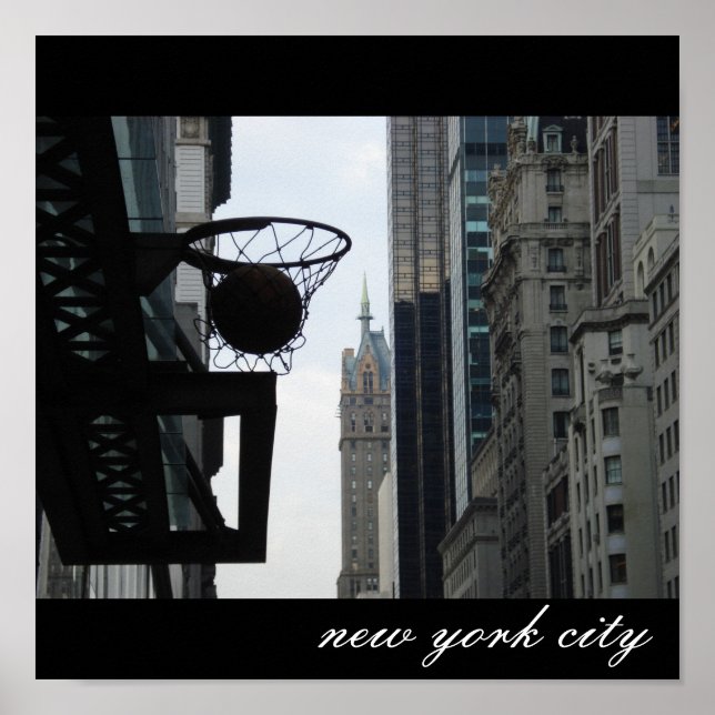 Póster Canción de baloncesto en la ciudad de Nueva York. (Frente)