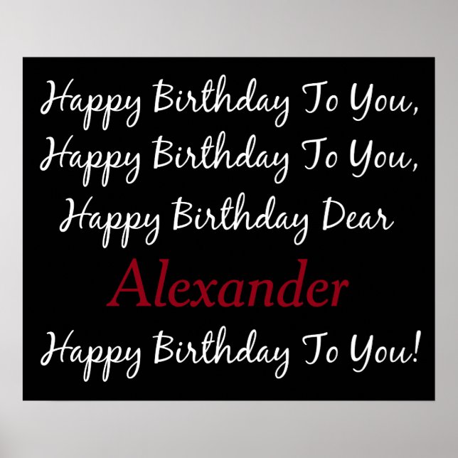 Póster Canción de cumpleaños blanca y negra Raven persona (Frente)