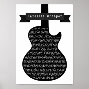 Póster Canción de guitarra blanca y negra de susurro desc