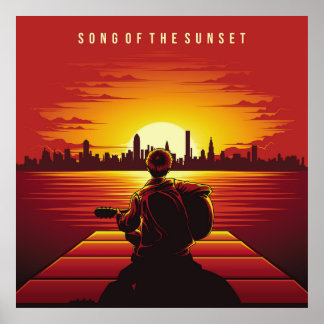 Póster Canción de la puesta de sol del ilustracion, solo,