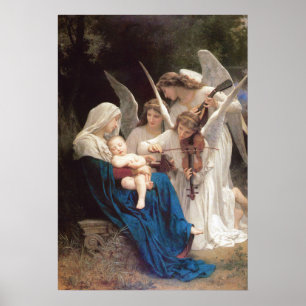 Póster Canción de los Ángeles (1881) por Bouguereau
