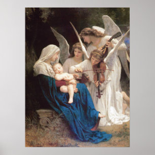 Póster Canción de los Ángeles (1881) por Bouguereau