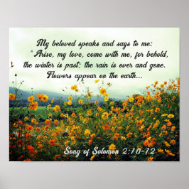 Póster Canción de Salomón 2:10-12, Biblia Verse, Flores