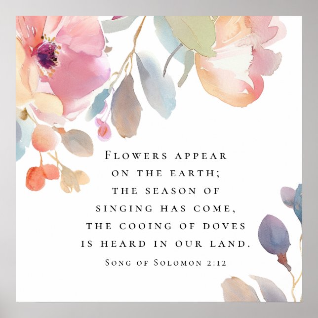 Póster Canción de Salomón 2:12 Flores aparecen como Boda  (Frente)